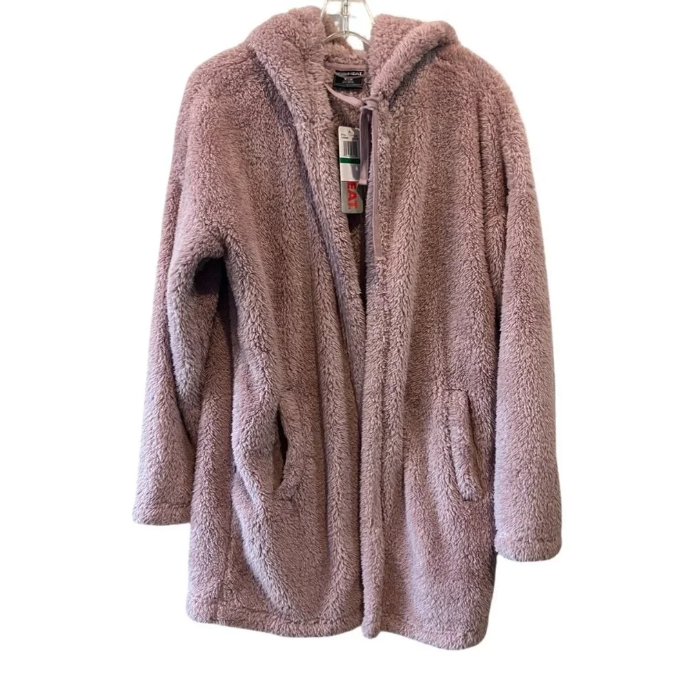 32 Degrees | Women's | Crepe Pink | Sherpa | Hooded Open Cardigan | Size L - Picture 2 of 9